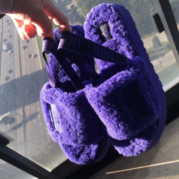 UGG fluffy platforms slide in purple - Picture 3 of 7